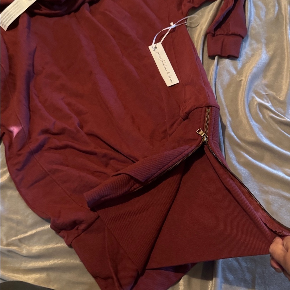 Young Fabulous & Broke Maroon Asymmetrical Turtleneck Dress XS NWT $178 - Picture 5 of 6